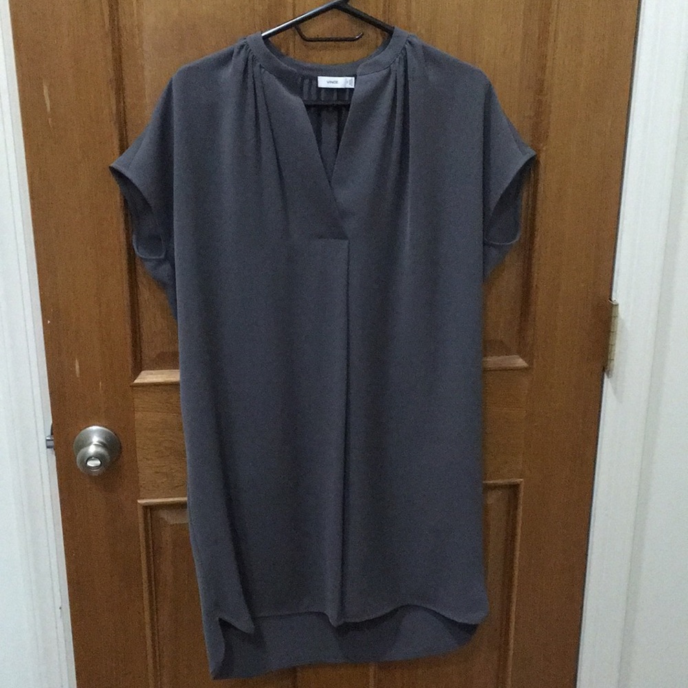 Gray Vince Dress - cap sleeve pop over dress